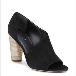 Nordstrom Vince Percey Black Suede and Jute Heel Sandal Size 6 Shoe